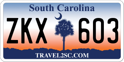 SC license plate ZKX603