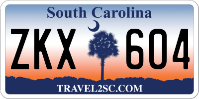 SC license plate ZKX604
