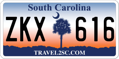 SC license plate ZKX616