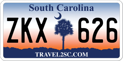 SC license plate ZKX626