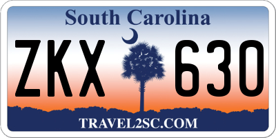SC license plate ZKX630
