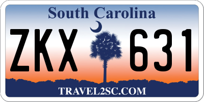 SC license plate ZKX631