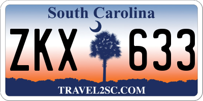 SC license plate ZKX633