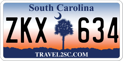 SC license plate ZKX634