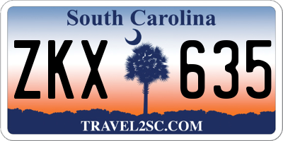 SC license plate ZKX635