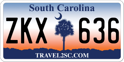 SC license plate ZKX636