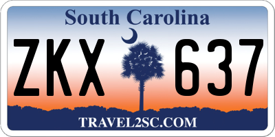 SC license plate ZKX637