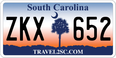 SC license plate ZKX652