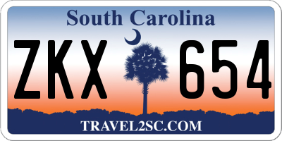 SC license plate ZKX654