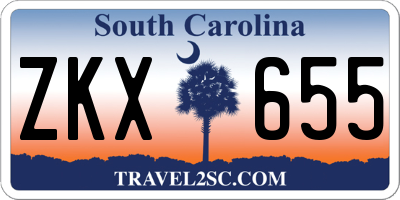 SC license plate ZKX655