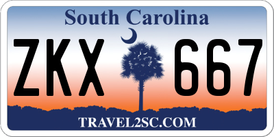 SC license plate ZKX667