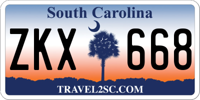 SC license plate ZKX668