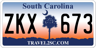 SC license plate ZKX673