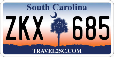 SC license plate ZKX685