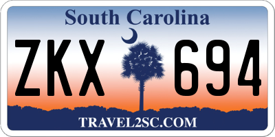 SC license plate ZKX694