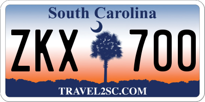 SC license plate ZKX700