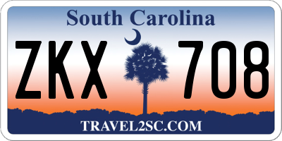 SC license plate ZKX708