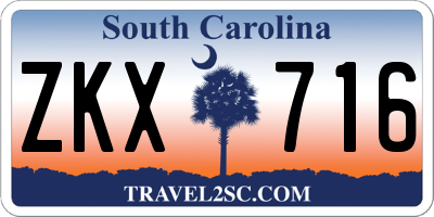 SC license plate ZKX716