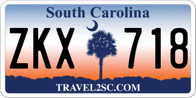 SC license plate ZKX718
