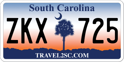 SC license plate ZKX725