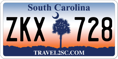 SC license plate ZKX728