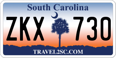 SC license plate ZKX730