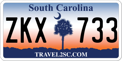 SC license plate ZKX733