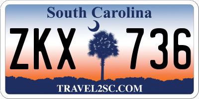 SC license plate ZKX736