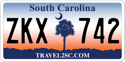 SC license plate ZKX742
