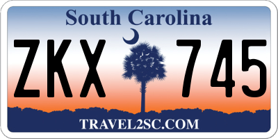 SC license plate ZKX745
