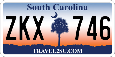 SC license plate ZKX746