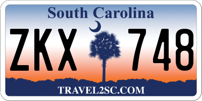SC license plate ZKX748