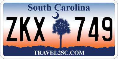 SC license plate ZKX749