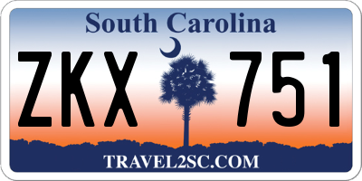 SC license plate ZKX751