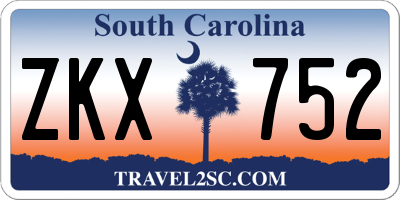 SC license plate ZKX752