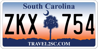 SC license plate ZKX754