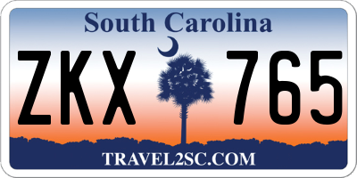 SC license plate ZKX765