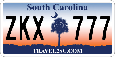 SC license plate ZKX777