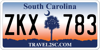 SC license plate ZKX783