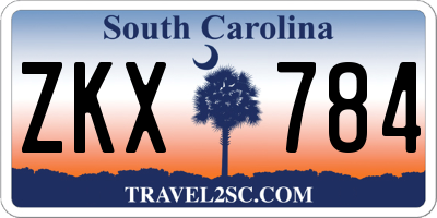 SC license plate ZKX784