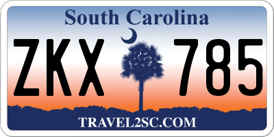 SC license plate ZKX785