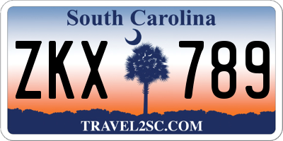 SC license plate ZKX789