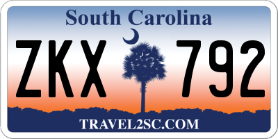SC license plate ZKX792