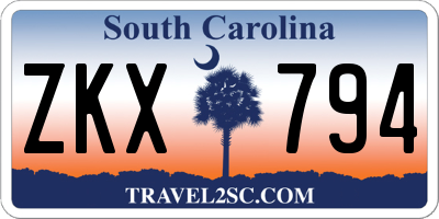 SC license plate ZKX794