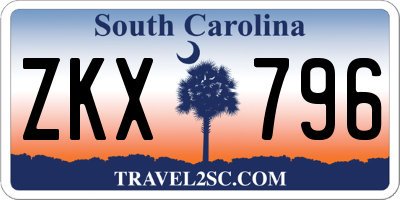 SC license plate ZKX796