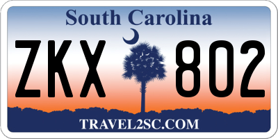 SC license plate ZKX802