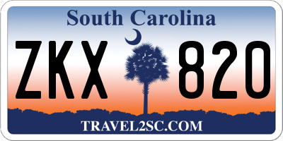 SC license plate ZKX820