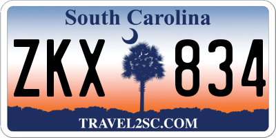 SC license plate ZKX834
