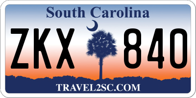 SC license plate ZKX840