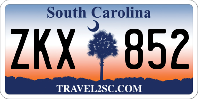 SC license plate ZKX852